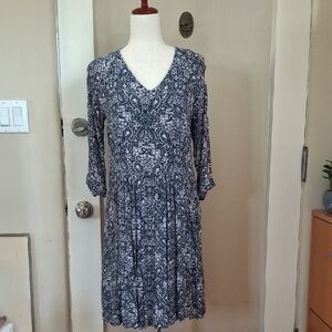 Garnet Hill Paisley Viscose Side Pocket Pleated Midi Dress_1